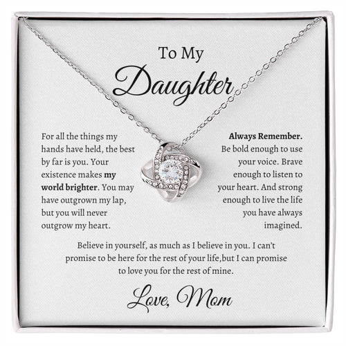 To My Daughter Love Knot Necklace From Mom | WB