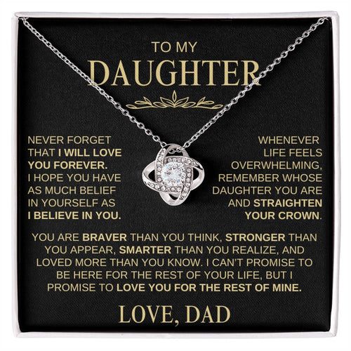 Beautiful Gift for Daughter from Dad | "I Love You Forever" Love Knot  Necklace