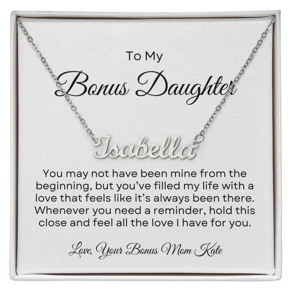 Bonus Daughter | Custom Name Necklace w/Personalized Message