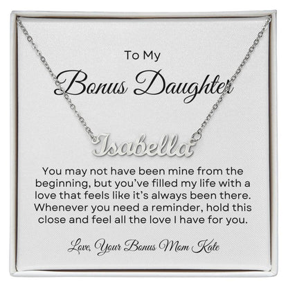 Bonus Daughter | Custom Name Necklace w/Personalized Message