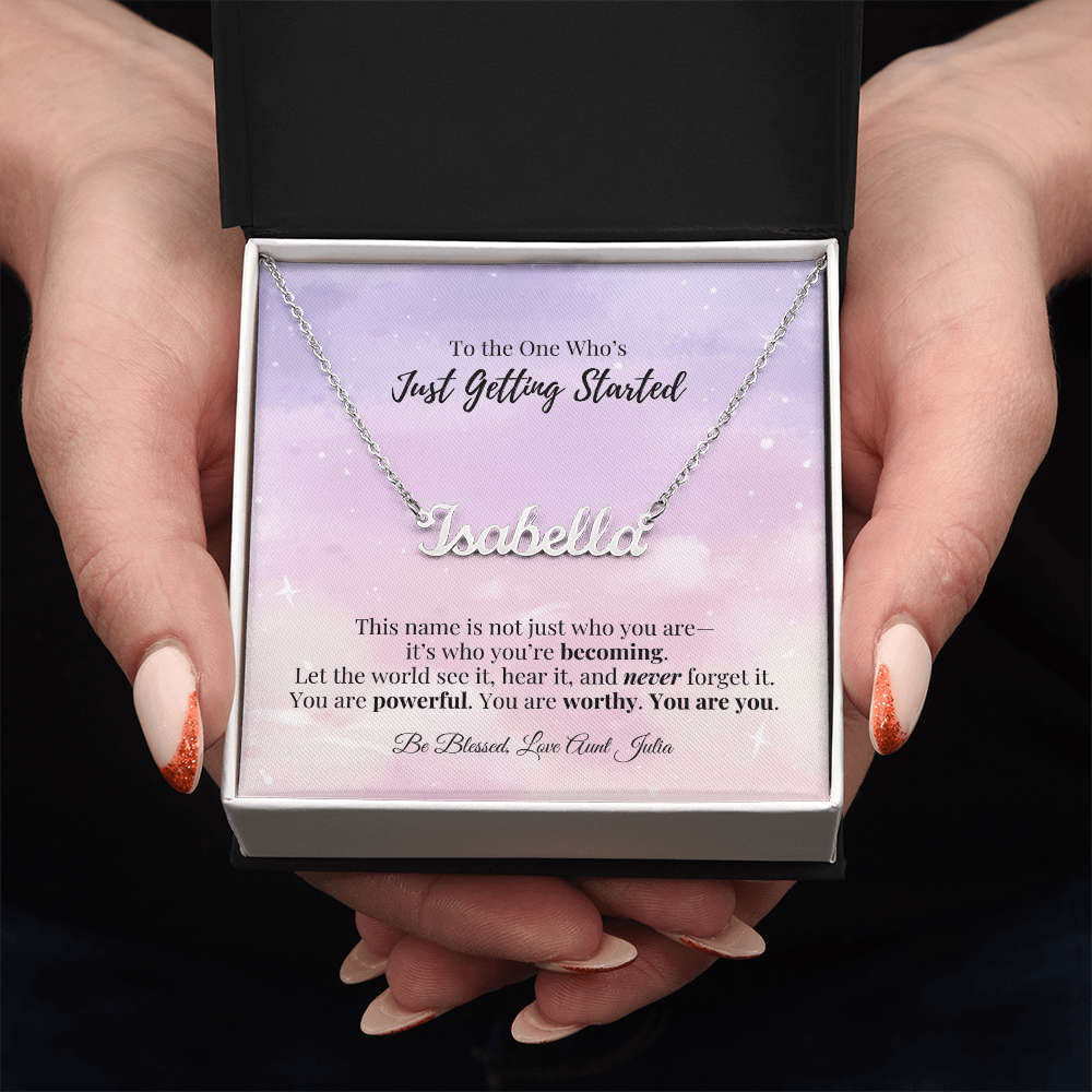 Personalized Name Necklace – “Just Getting Started” Gift