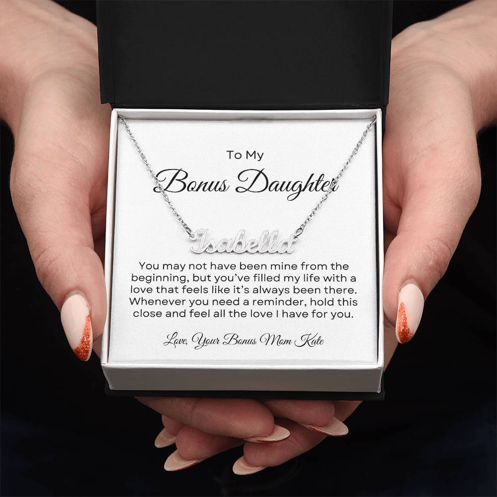 Bonus Daughter | Custom Name Necklace w/Personalized Message