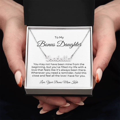 Bonus Daughter | Custom Name Necklace w/Personalized Message