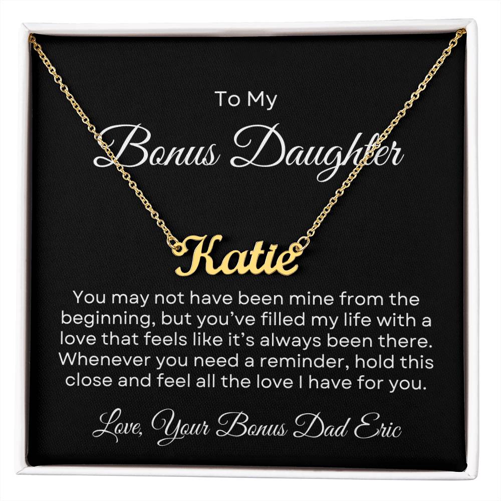 Bonus Daughter | Custom Name Necklace with Personalized Message Card
