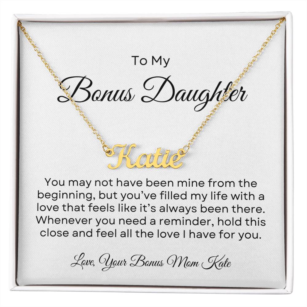 Bonus Daughter | Custom Name Necklace w/Personalized Message