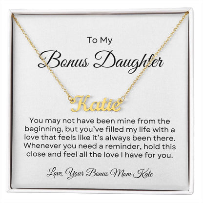 Bonus Daughter | Custom Name Necklace w/Personalized Message