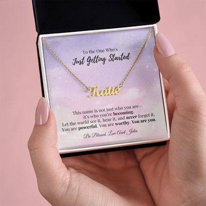 Personalized Name Necklace – “Just Getting Started” Gift