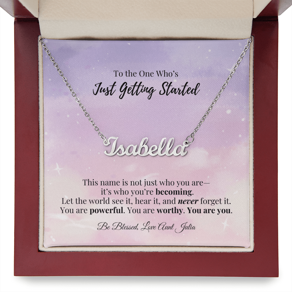 Personalized Name Necklace – “Just Getting Started” Gift