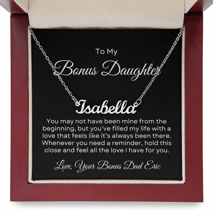 Bonus Daughter | Custom Name Necklace with Personalized Message Card