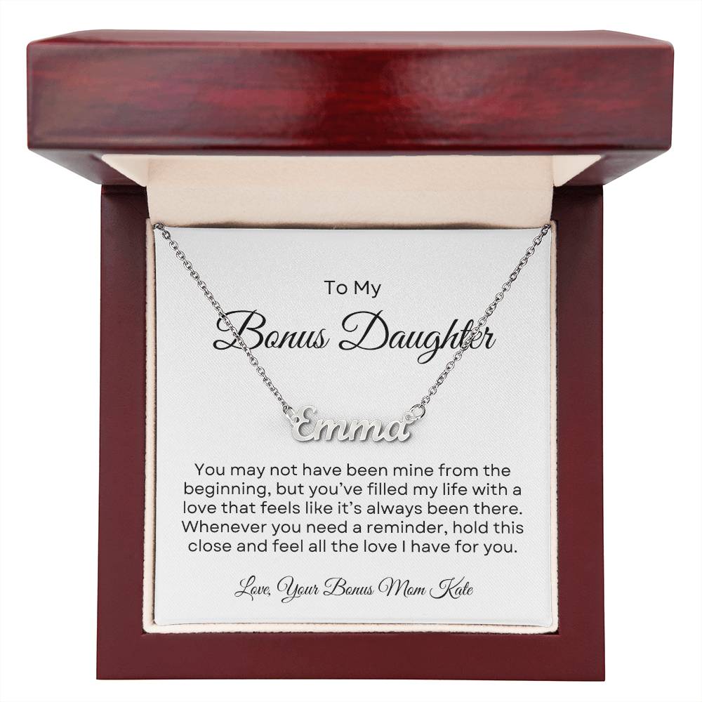 Bonus Daughter | Custom Name Necklace w/Personalized Message