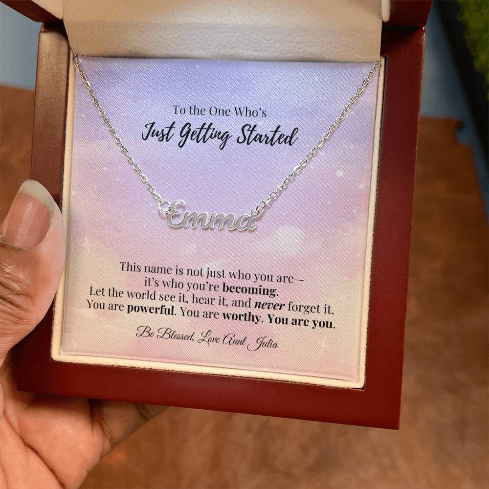 Personalized Name Necklace – “Just Getting Started” Gift