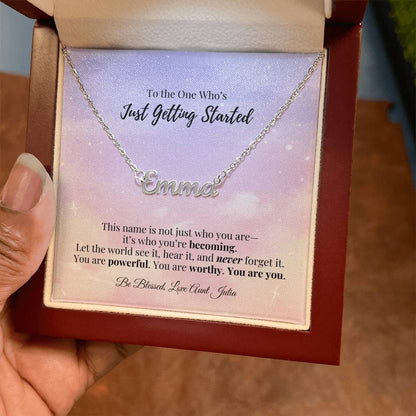Personalized Name Necklace – “Just Getting Started” Gift