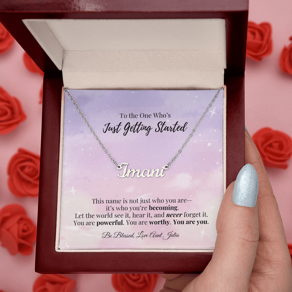 Personalized Name Necklace – “Just Getting Started” Gift