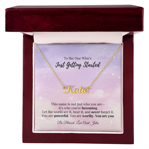 Personalized Name Necklace – “Just Getting Started” Gift