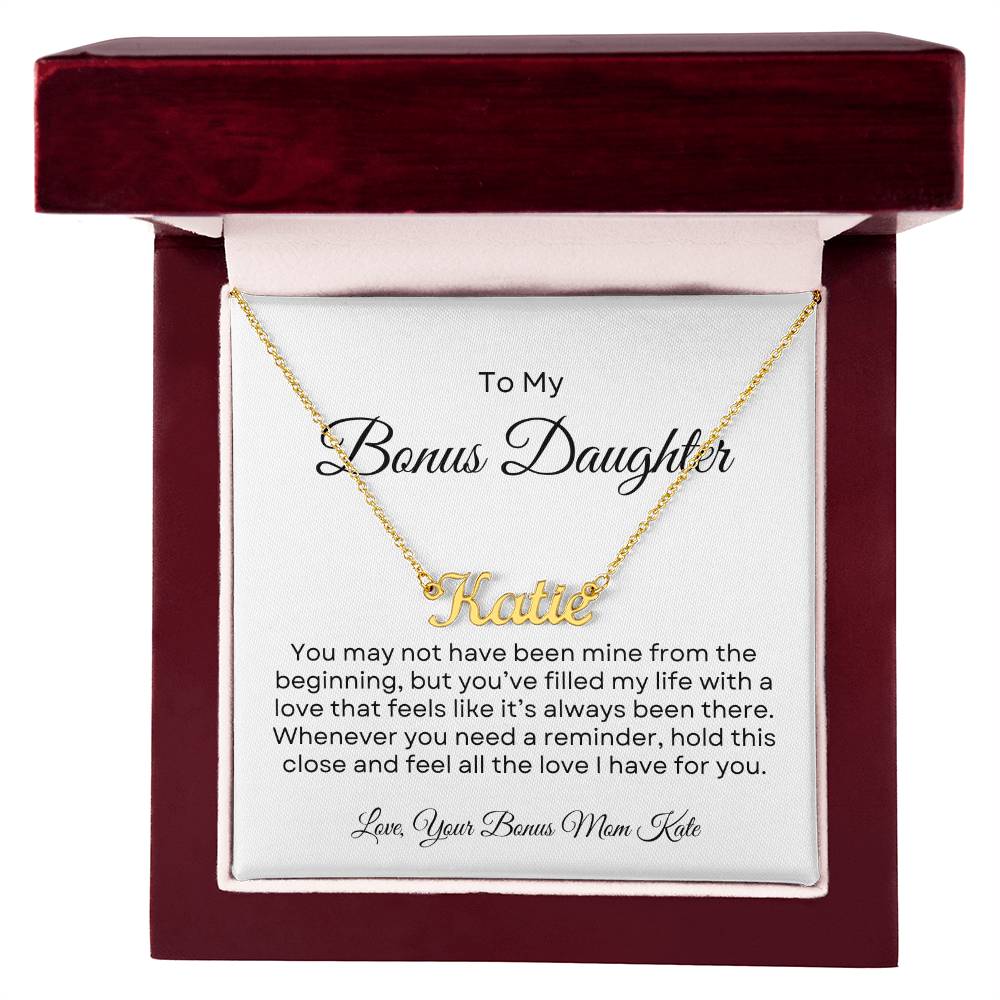 Bonus Daughter | Custom Name Necklace w/Personalized Message