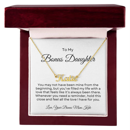 Bonus Daughter | Custom Name Necklace w/Personalized Message