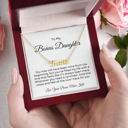 Bonus Daughter | Custom Name Necklace w/Personalized Message