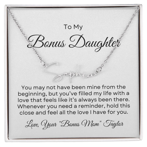 Bonus Daughter Name Necklace with Personalized Message Card