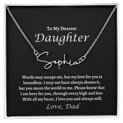Signature Style Name Necklace from Dad to Daughter