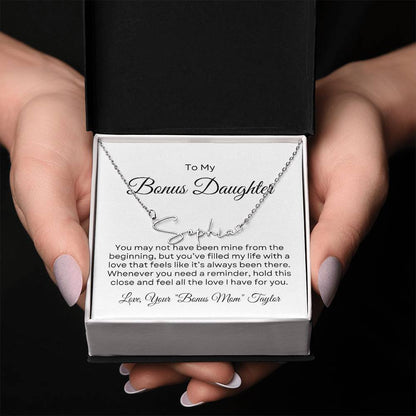 Bonus Daughter Name Necklace with Personalized Message Card