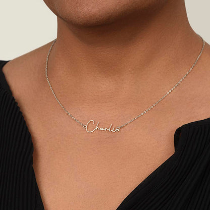 Bonus Daughter | Signature Name Necklace with Personalized Message Card
