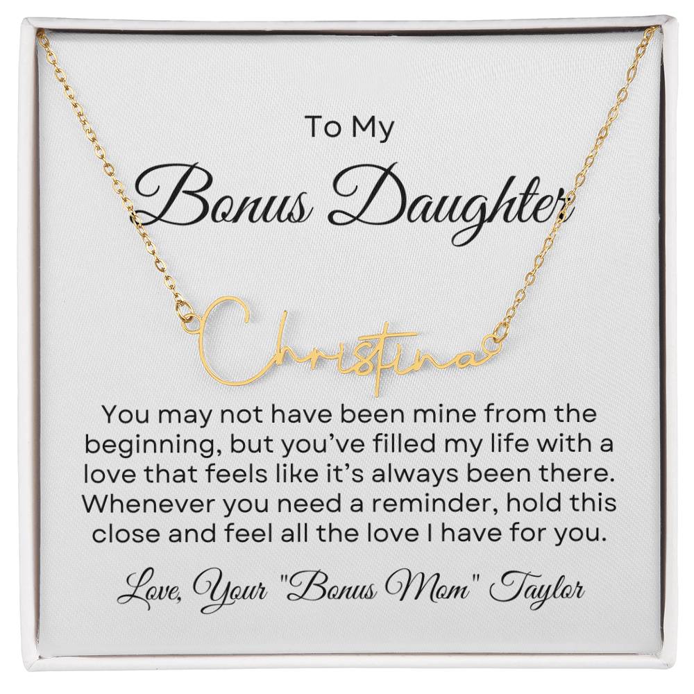 Bonus Daughter Name Necklace with Personalized Message Card