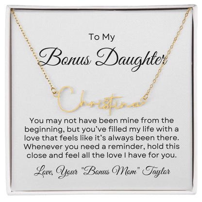 Bonus Daughter Name Necklace with Personalized Message Card