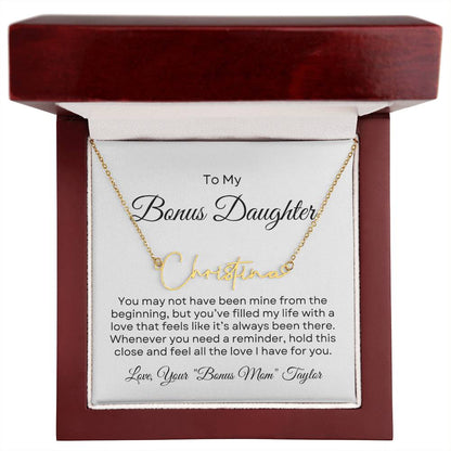 Bonus Daughter Name Necklace with Personalized Message Card
