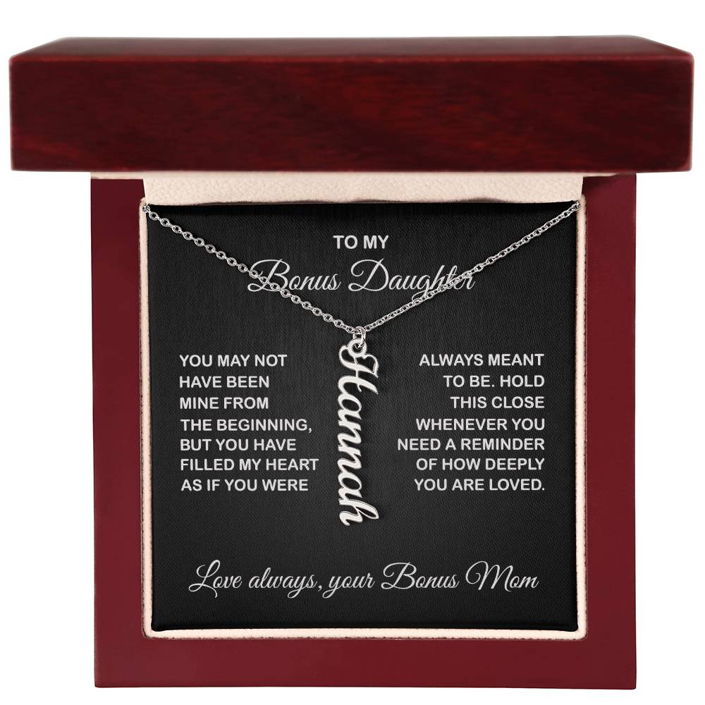 Bonus Daughter Vertical Name Necklace - From Bonus Mom