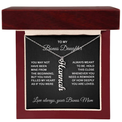 Bonus Daughter Vertical Name Necklace - From Bonus Mom