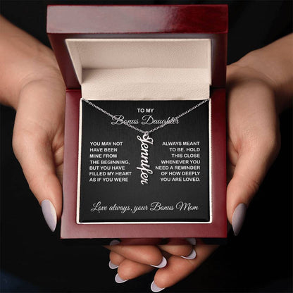 Bonus Daughter Vertical Name Necklace - From Bonus Mom