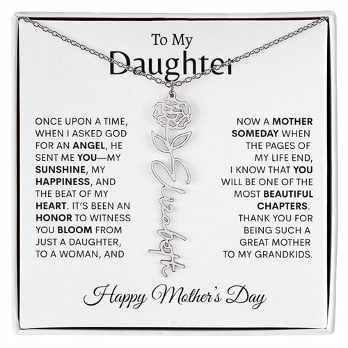 To My Daughter--Happy Mother's Day Birth Flower Name Necklace