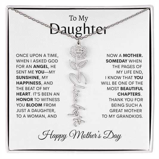 To My Daughter Birth Flower Necklace |