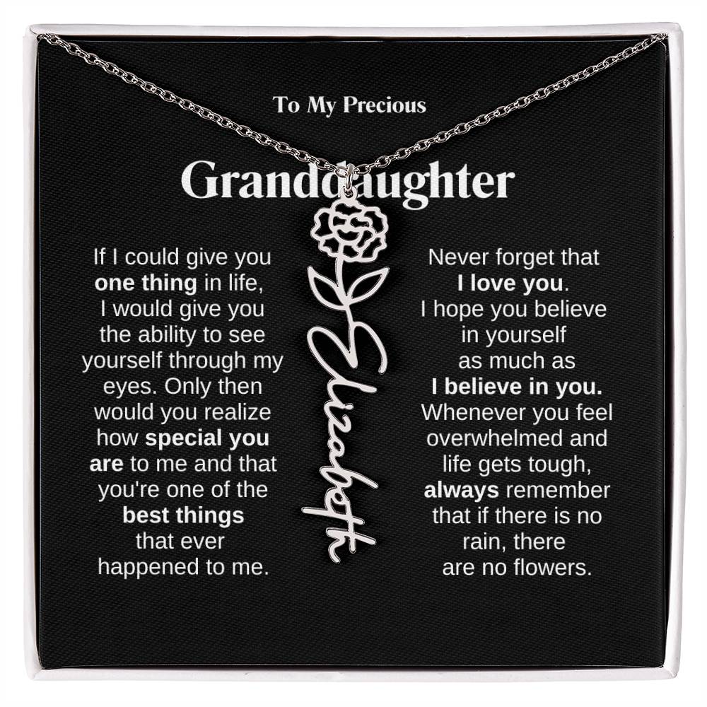 To My Granddaughter Flower Name Necklace