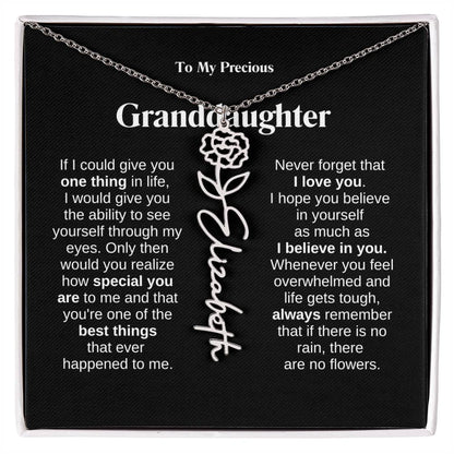 To My Granddaughter Flower Name Necklace