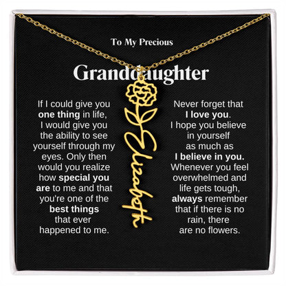 To My Granddaughter Flower Name Necklace