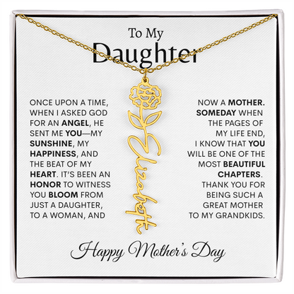 To My Daughter Birth Flower Necklace |