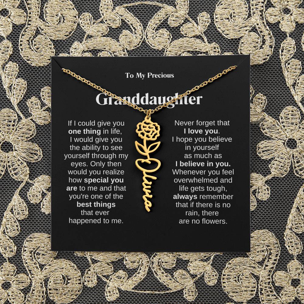 To My Granddaughter Flower Name Necklace