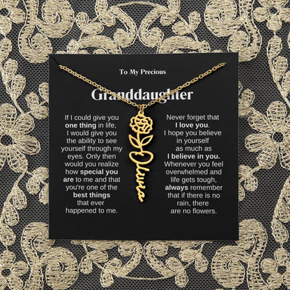 To My Granddaughter Flower Name Necklace