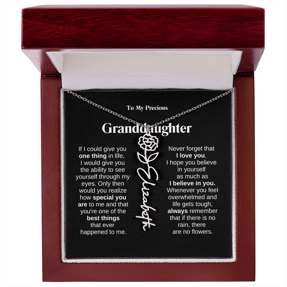 To My Granddaughter Flower Name Necklace