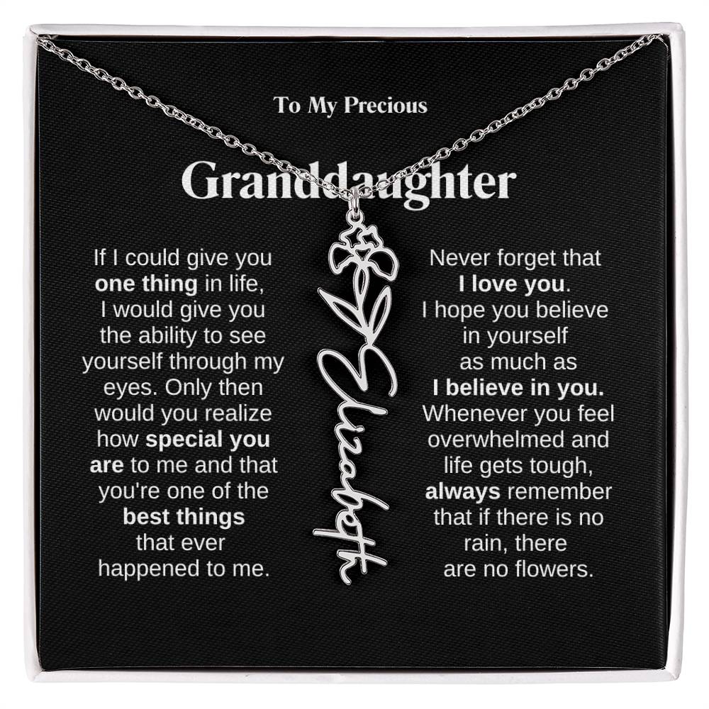 To My Granddaughter Flower Name Necklace