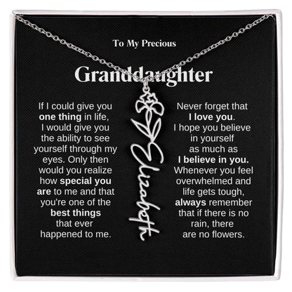 To My Granddaughter Flower Name Necklace