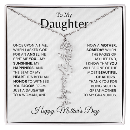 To My Daughter Birth Flower Necklace |