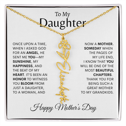To My Daughter Birth Flower Necklace |