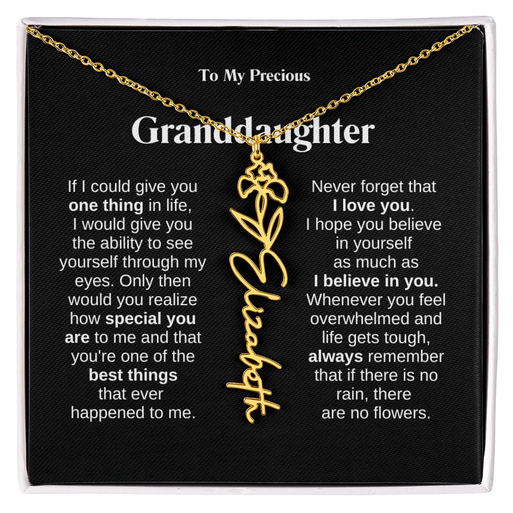 To My Granddaughter Flower Name Necklace