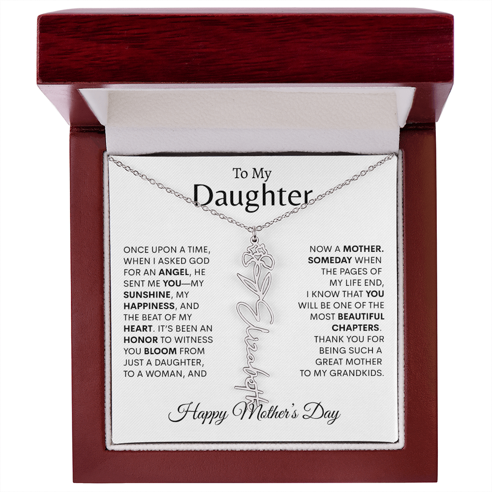 To My Daughter Birth Flower Necklace |