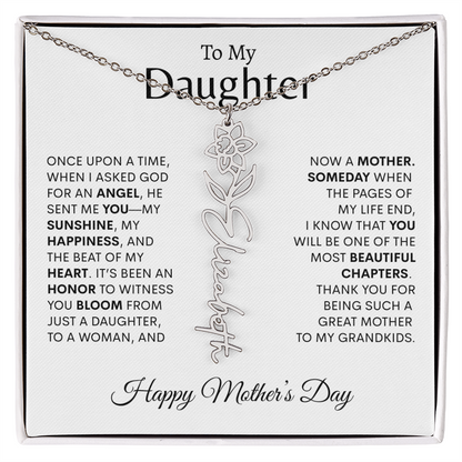 To My Daughter Birth Flower Necklace |