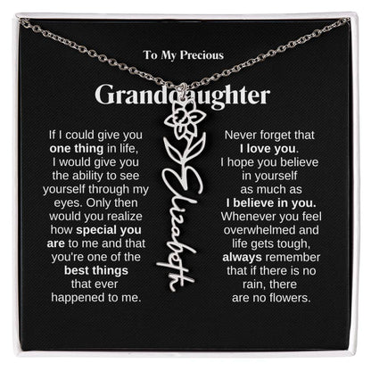 To My Granddaughter Flower Name Necklace