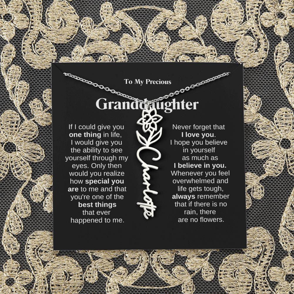 To My Granddaughter Flower Name Necklace