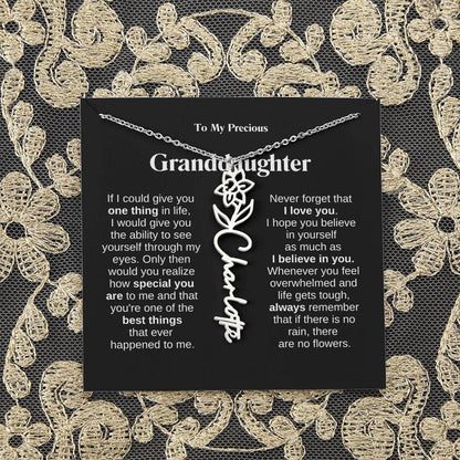 To My Granddaughter Flower Name Necklace